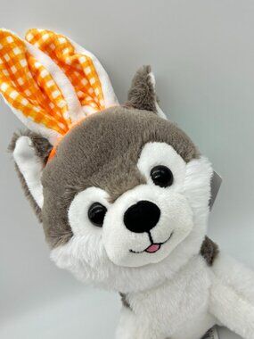 Way to Celebrate 10.5" Husky Dog with Bunny Ears Easter Stuffed Animal Plush Toy